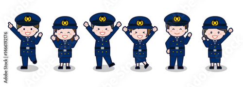 いろいろな人物セット_喜び_警察官