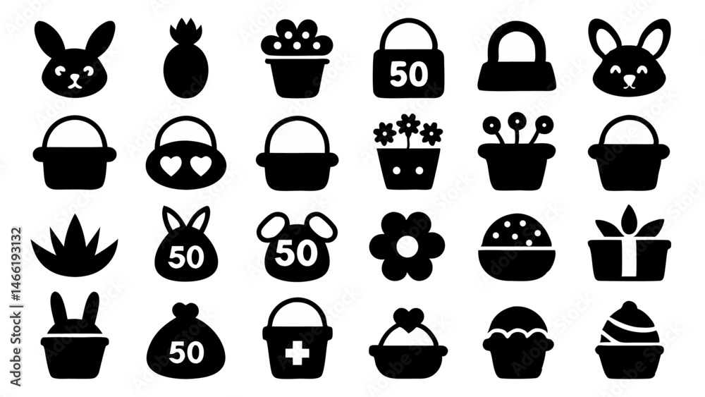Easter Baskets Set Isolated on White Background Perfect for Seasonal Gift Ideas Easter Baskets Set Isolated on White Background Perfect for Seasonal Gift Ideas