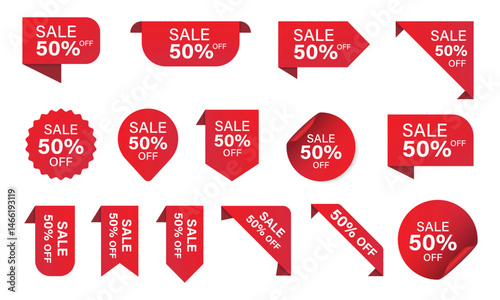 Set of sale tags and labels. Shopping stickers and badges vector mockup