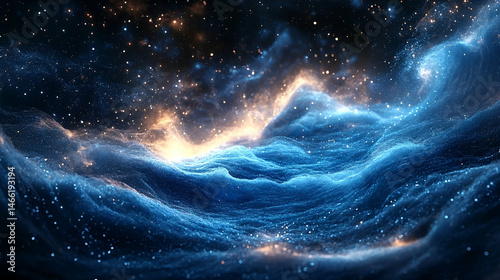 Abstract nebula background deep blue purple cosmic texture
