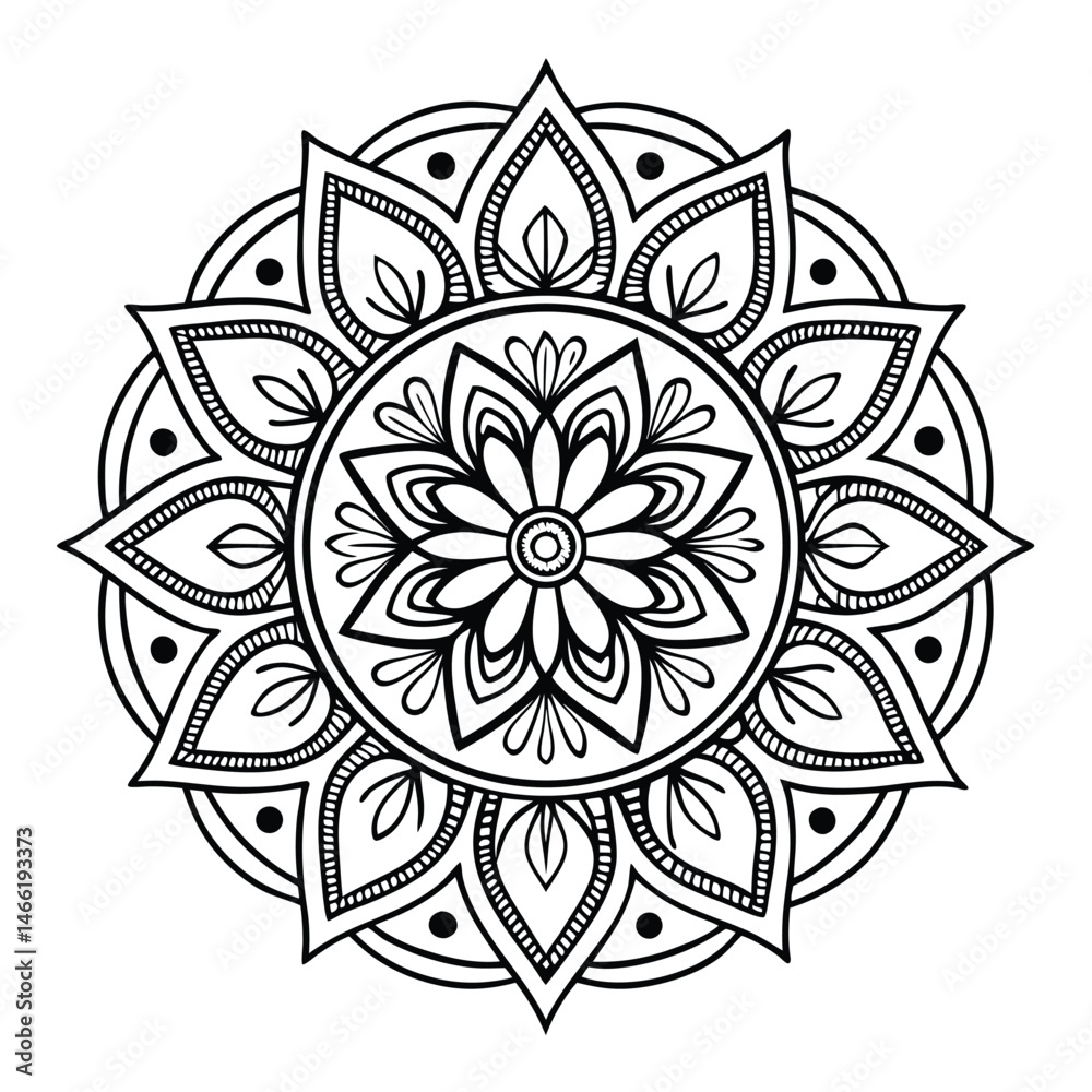 Circular pattern in the form of a mandala. Henna tattoo mandala. Mehndi style. Decorative pattern in oriental style. Coloring book page. Circular pattern in the form of a mandala. Henna tattoo mandala. Mehndi style. Decorative pattern in oriental style. Coloring book page.