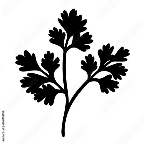 parsley sprig vector silhouette icon - perfect for food, farming, or nutrition concepts.
