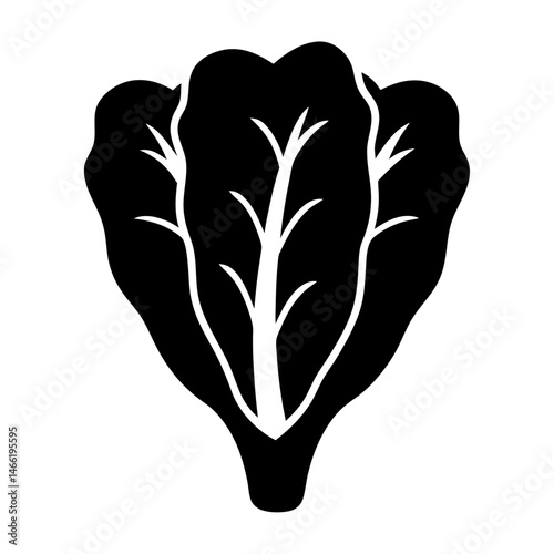 romaine lettuce vector silhouette icon - perfect for food, farming, or nutrition concepts.