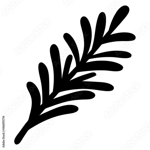 rosemary sprig vector silhouette icon - perfect for food, farming, or nutrition concepts.