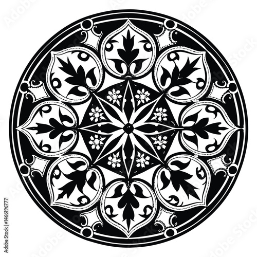 Circular pattern in the form of a mandala. Henna tattoo mandala. Mehndi style. Decorative pattern in oriental style. Coloring book page.