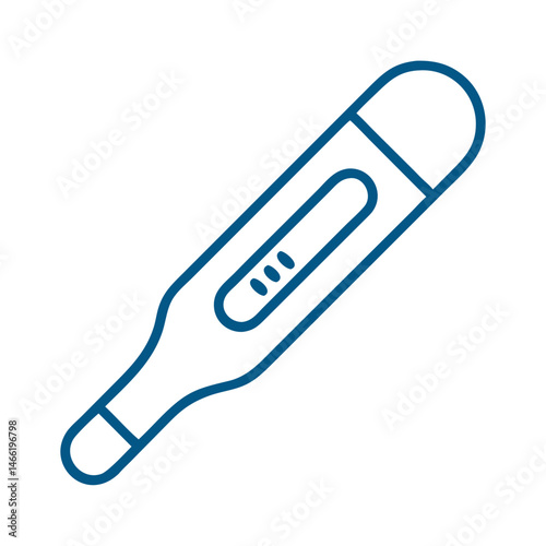 Digital medical thermometer icon in blue outline style