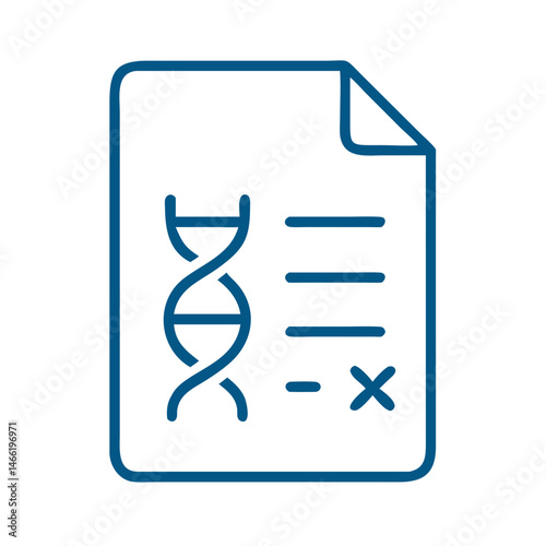 DNA test result document icon in blue outline medical style