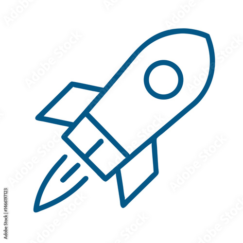 Rocket icon in blue outline space style