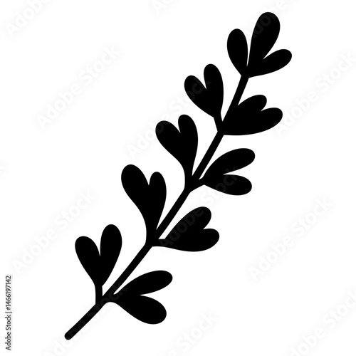 thyme sprig vector silhouette icon - perfect for food, farming, or nutrition concepts.