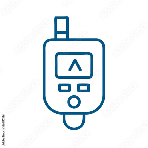 Glucometer icon in blue outline diabetic care style