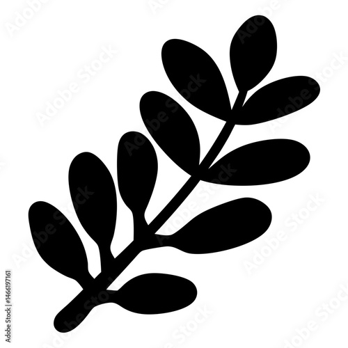 thyme sprig vector silhouette icon - perfect for food, farming, or nutrition concepts.