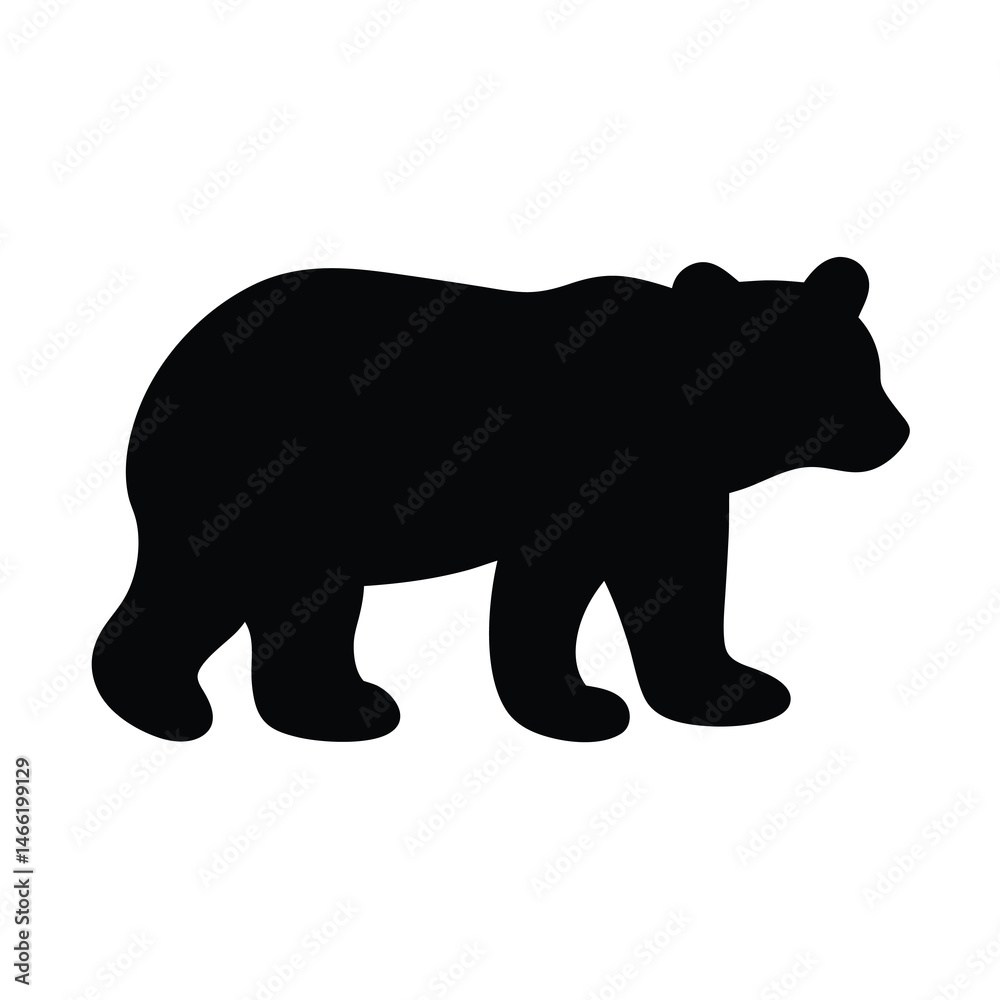 Fototapeta premium bear vector silhouette icon - , ideal for wildlife, safari, and animal-themed illustrations.