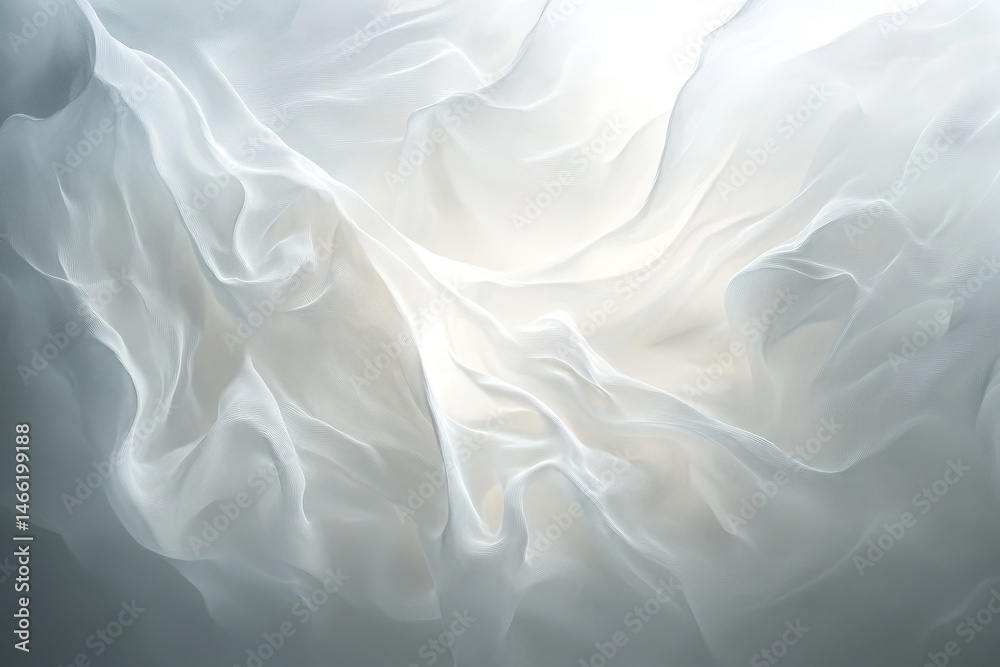 Obraz premium Delicate folds of sheer white fabric illuminated.