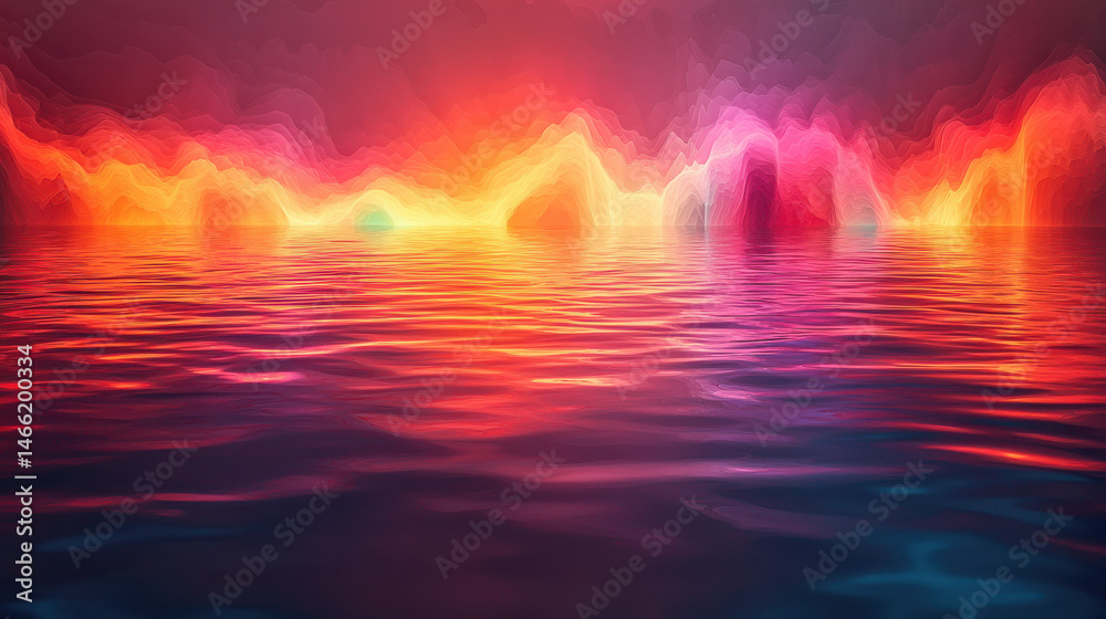 Fototapeta premium A kaleidoscope of vibrant colors pulsed and shifted against a backdrop of swirling pastel waves, creating a visually stunning holographic neon spectacle that transported the viewer to another 