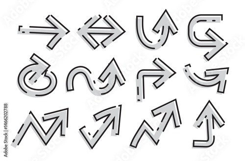 Arrows Hand Drawn vector collection, Arrow brush drawn, doodle symbols decorative element design, simple arrows.on a white background vector illustration