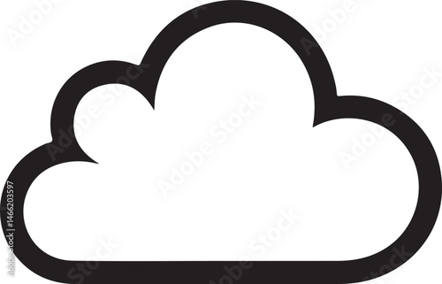 Cloud drive storage or cumulus cloud line art icon