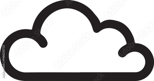 Cloud drive storage or cumulus cloud line art icon