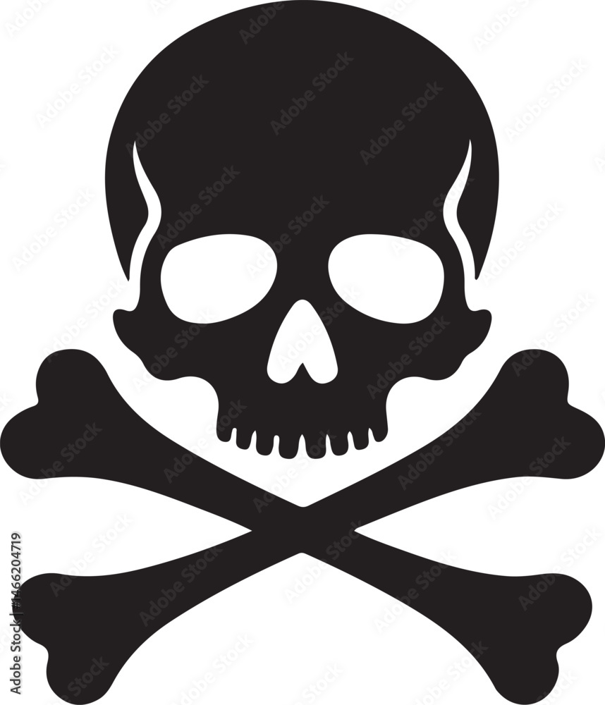 Fototapeta premium Crossbones and skull death flat vector icon for apps and games