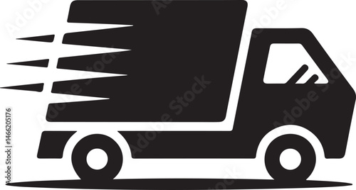 Fast shipping delivery truck flat icon for apps and websites
