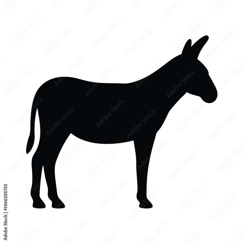 Fototapeta premium donkey vector silhouette icon - , ideal for wildlife, safari, and animal-themed illustrations.