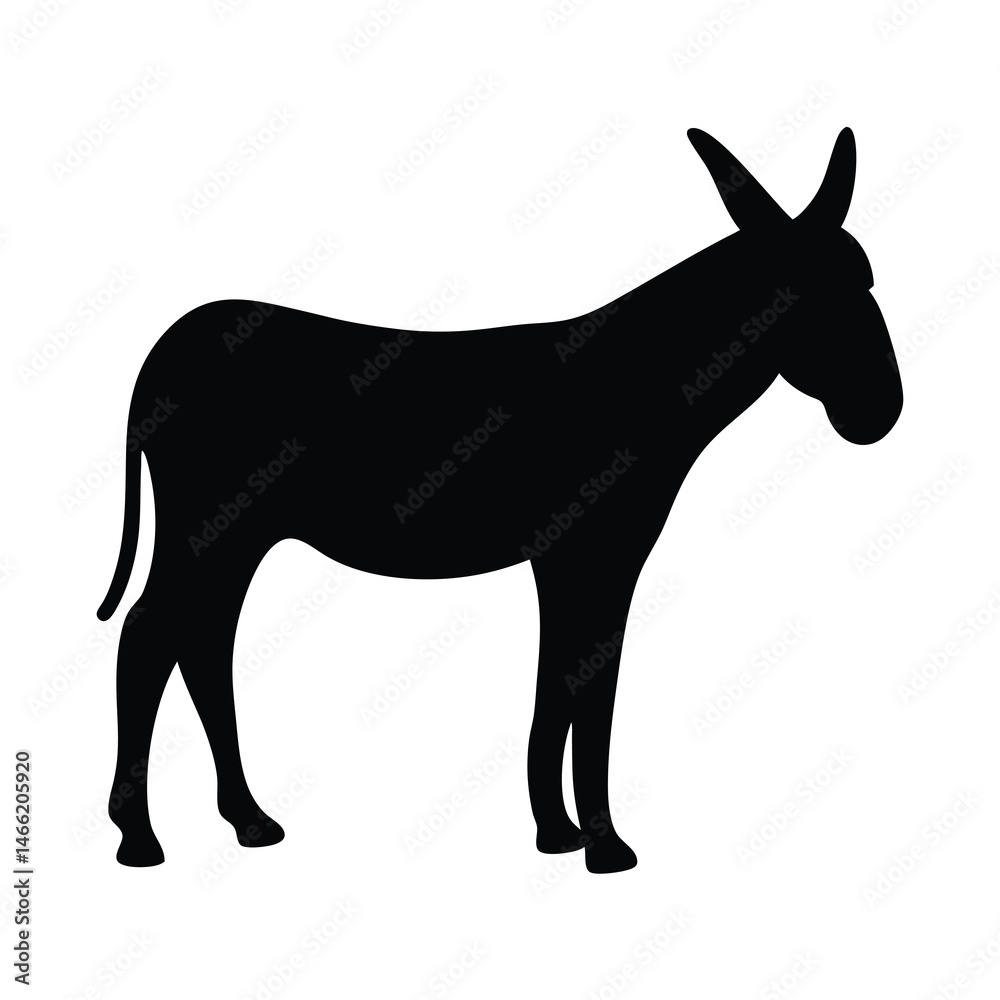 Fototapeta premium donkey vector silhouette icon - , ideal for wildlife, safari, and animal-themed illustrations.