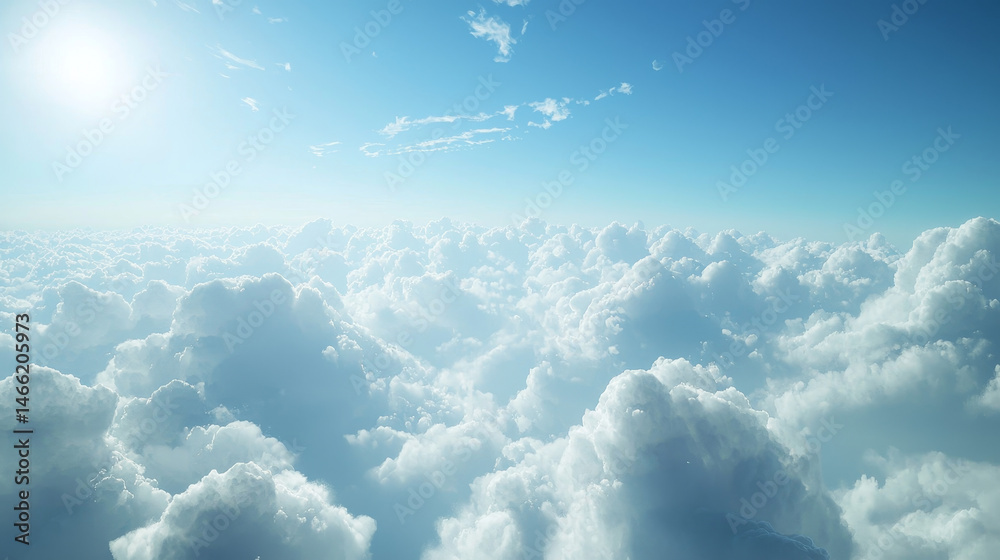 Naklejka premium serene scene of clear blue skies with wispy white clouds peacefully drifting in the airy atmosphere creating a tranquil copy space image