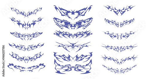  Decorative Vector Pack with Futuristic Tribal - Perfect for body art, digital illustrations, and design inspiration.