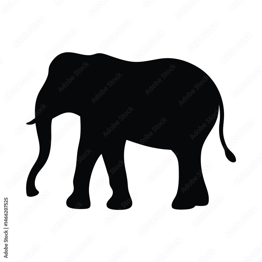Obraz premium elephant vector silhouette icon - , ideal for wildlife, safari, and animal-themed illustrations.