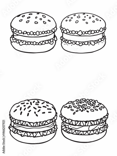Macaroons sweet food line art elegant minimalist drawing.eps