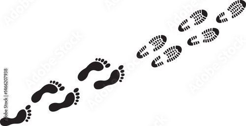 Set different human footprints. Baby footprint - stock vector.