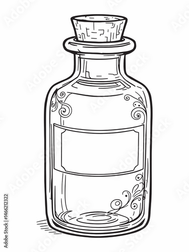 medicine bottle glass minimalist line art design.eps