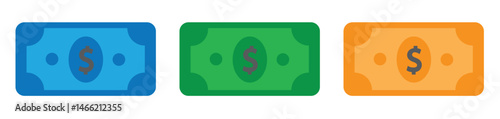 colorful dollar banknotes on white background, Payment with money icon
