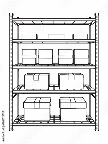metal shelve line art modern minimalist design illustration.eps