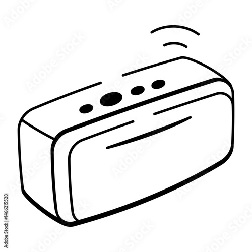 A doodle style icon depicting a bluetooth speaker device
