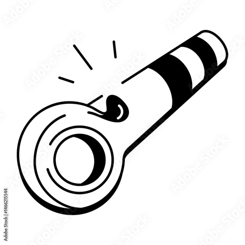A sketchy style icon illustrating a party whistle design
