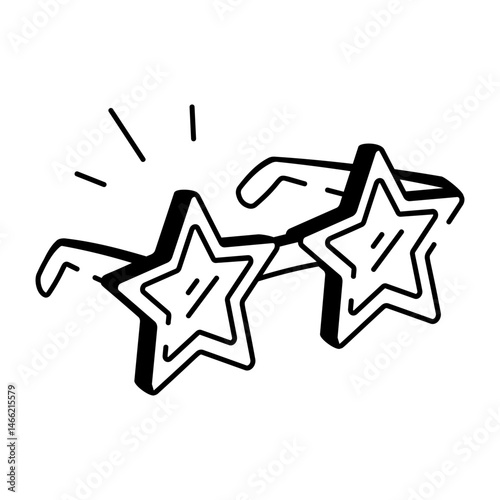 A doodle style icon showing star glasses 
