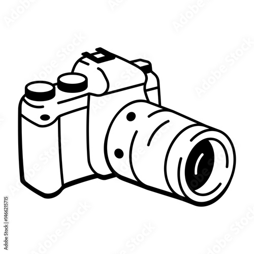 A sketchy style icon depicting a camera 
