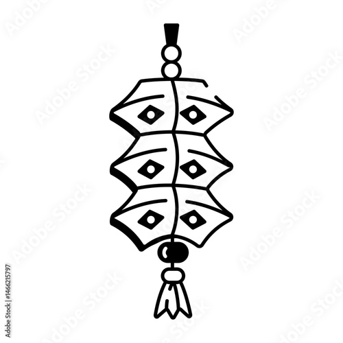 A hand drawn style icon showing a chinese firecracker design

