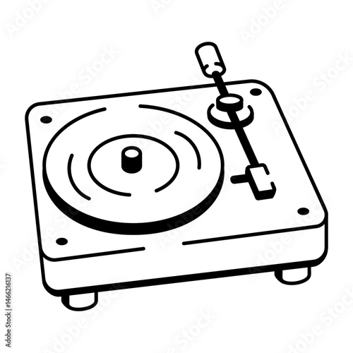 A doodle style icon showing a dj turntable setup