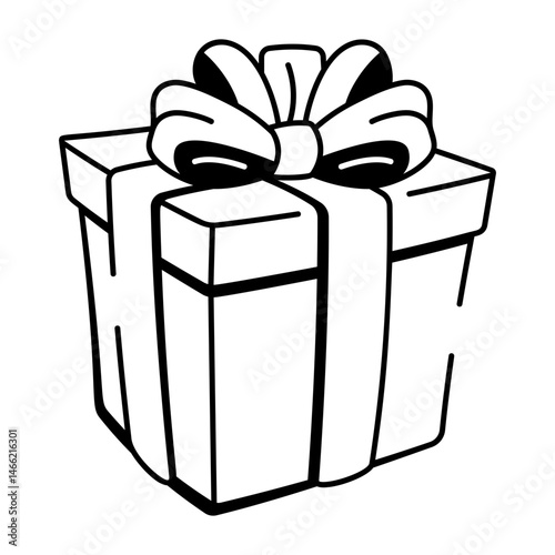 A sketchy style icon showing a wrapped gift box
