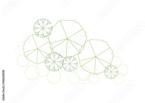 architecture drawing plant tree top view plan greenery vegetation vector. design nature architectural landscape set element illustration bush garden flora sapling minimal. architect isolated.