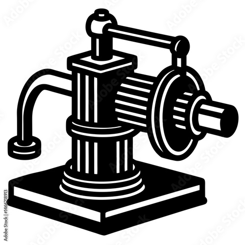 Industrial Water Pump Vector Silhouette , Heavy-Duty Mechanical Equipment Icon