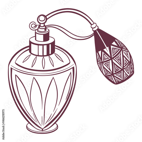 Vintage Perfume Atomizer Vector Silhouette , Elegant Retro Fragrance Bottle Icon
