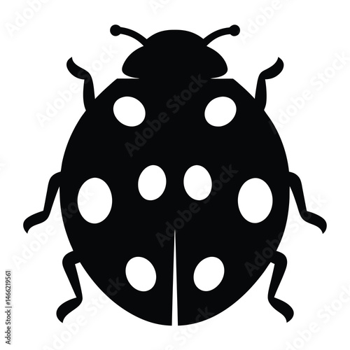 ladybug vector silhouette icon - , ideal for wildlife, safari, and animal-themed illustrations.