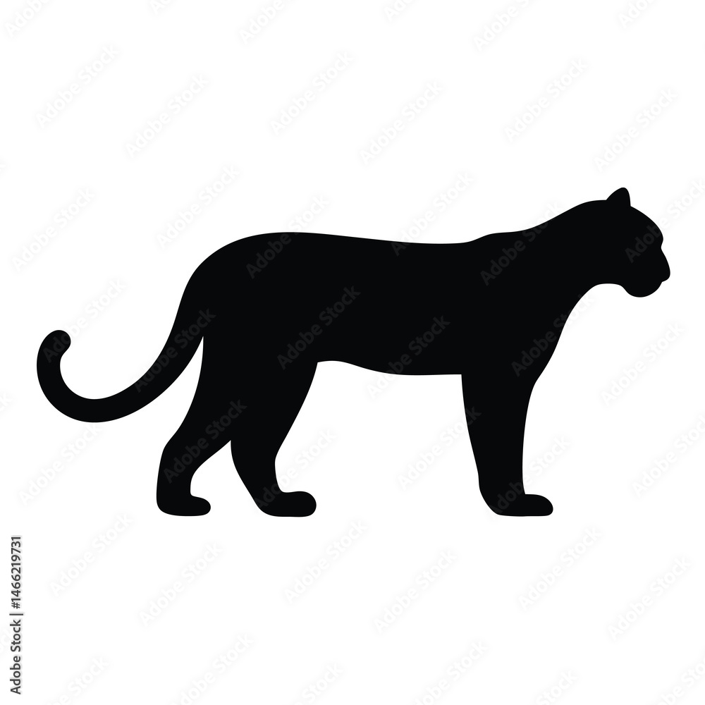 Fototapeta premium leopard vector silhouette icon - , ideal for wildlife, safari, and animal-themed illustrations.