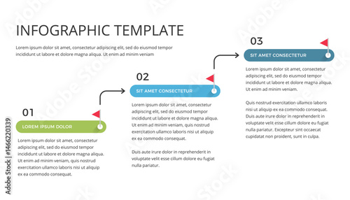 Infographic template of a process with three stages, vector eps10 illustration