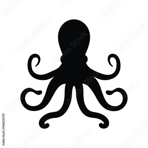 octopus vector silhouette icon - , ideal for wildlife, safari, and animal-themed illustrations.
