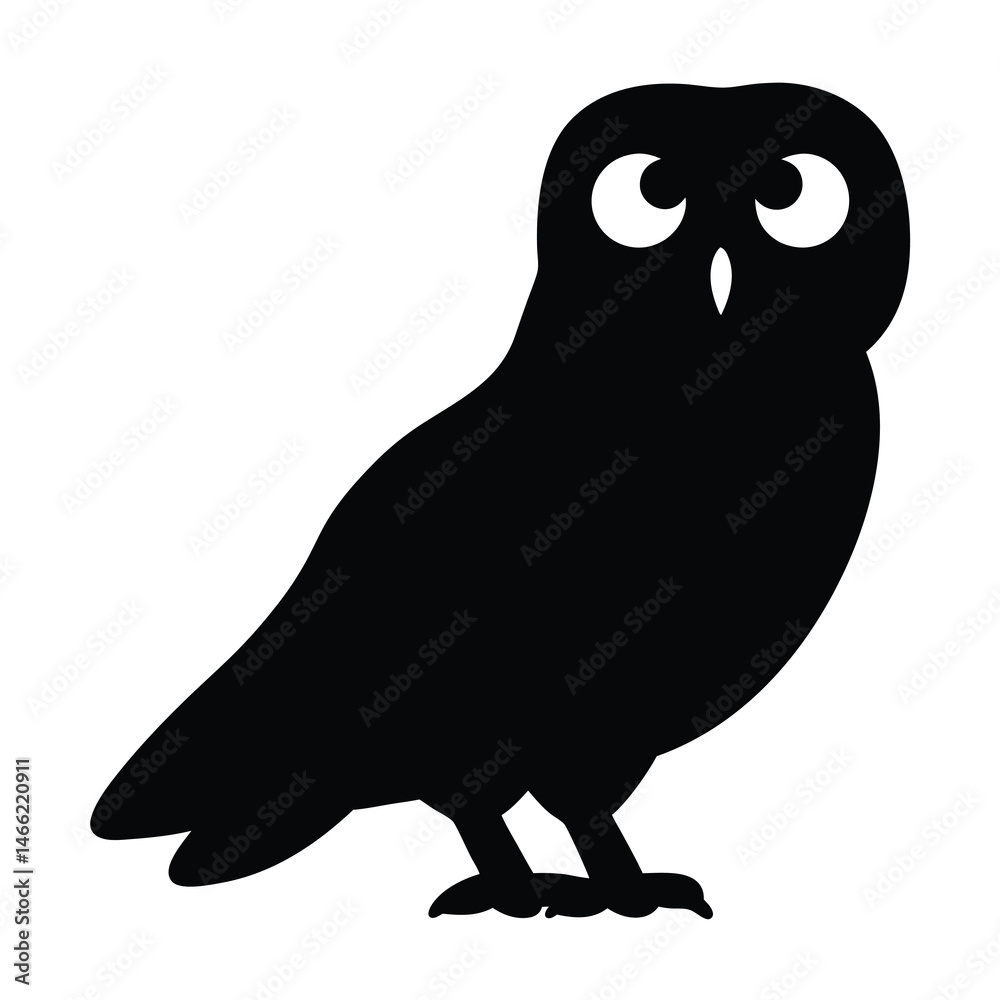 Obraz premium owl vector silhouette icon - , ideal for wildlife, safari, and animal-themed illustrations.