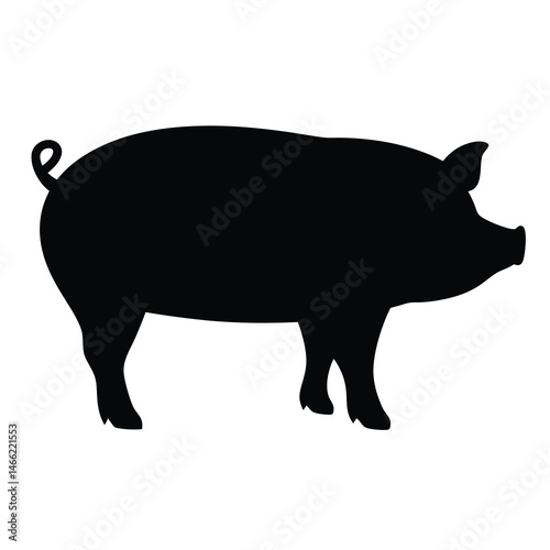 pig vector silhouette icon - , ideal for wildlife, safari, and animal-themed illustrations.