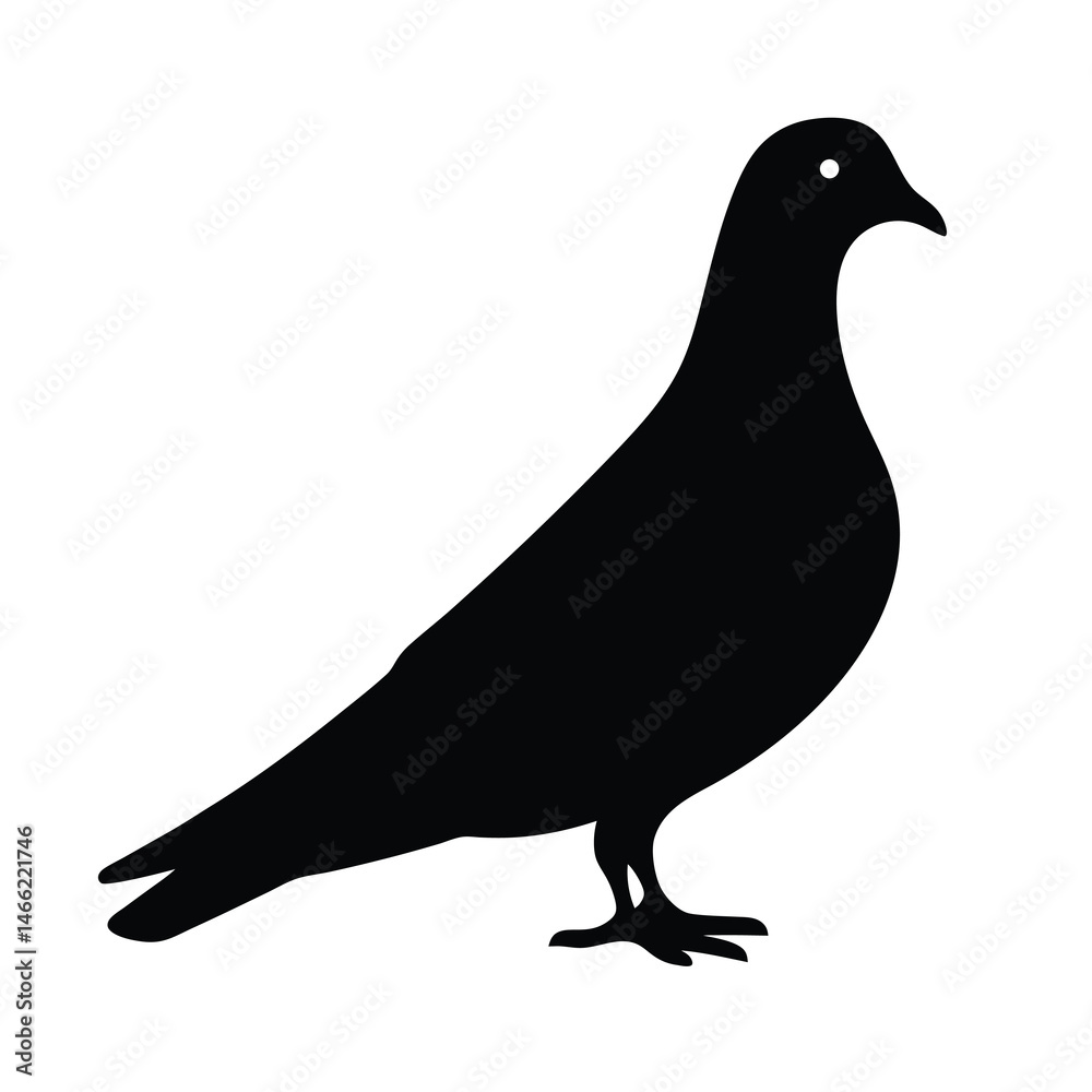 Fototapeta premium pigeon vector silhouette icon - , ideal for wildlife, safari, and animal-themed illustrations.